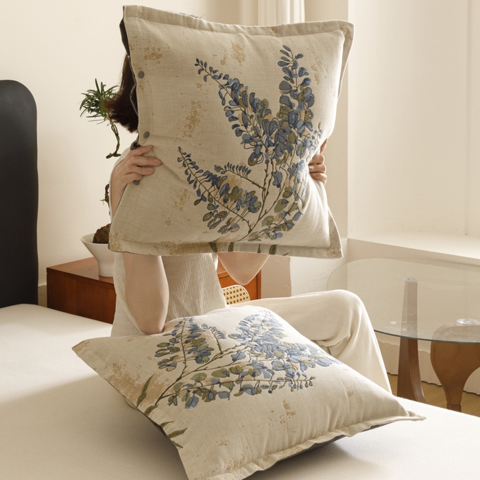 91家纺网 家纺一手货源 找家纺 爱港家纺 2025新款全棉纯棉纱布抱枕 靠枕 可拆洗 腰枕 客厅卧室汽车纯棉方枕套 落雁