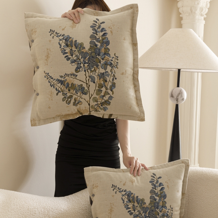 91家纺网 家纺一手货源 找家纺 爱港家纺 2025新款全棉纯棉纱布抱枕 靠枕 可拆洗 腰枕 客厅卧室汽车纯棉方枕套 落雁