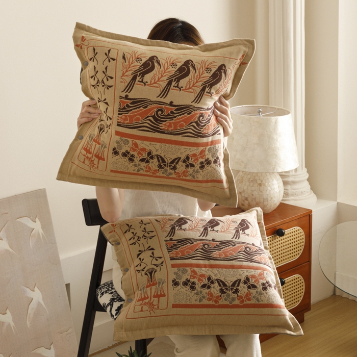 91家纺网 家纺一手货源 找家纺 爱港家纺 2025新款全棉纯棉纱布抱枕 靠枕 可拆洗 腰枕 客厅卧室汽车纯棉方枕套 古朴