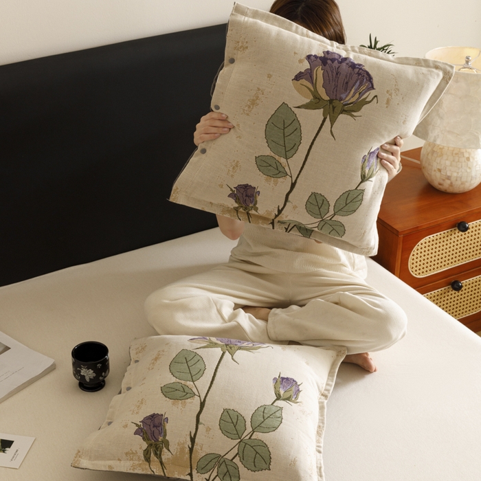 91家纺网 家纺一手货源 找家纺 爱港家纺 2025新款全棉纯棉纱布抱枕 靠枕 可拆洗 腰枕 客厅卧室汽车纯棉方枕套 沉鱼