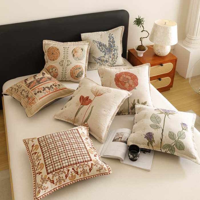 91家纺网 家纺一手货源 找家纺 爱港家纺 2025新款全棉纯棉纱布抱枕 靠枕 可拆洗 腰枕 客厅卧室汽车纯棉方枕套 组合图   仅供展示不可下单