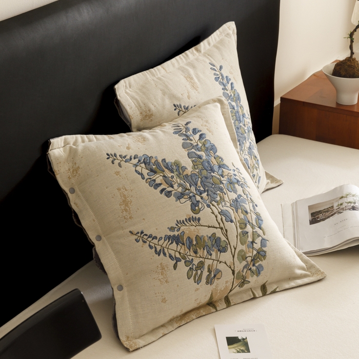 91家纺网 家纺一手货源 找家纺 爱港家纺 2025新款全棉纯棉纱布抱枕 靠枕 可拆洗 腰枕 客厅卧室汽车纯棉方枕套 落雁