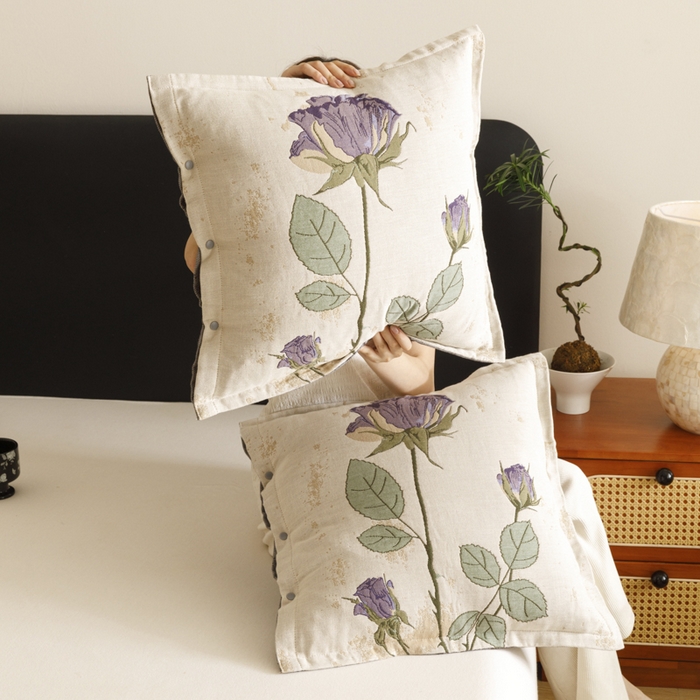 91家纺网 家纺一手货源 找家纺 爱港家纺 2025新款全棉纯棉纱布抱枕 靠枕 可拆洗 腰枕 客厅卧室汽车纯棉方枕套 沉鱼