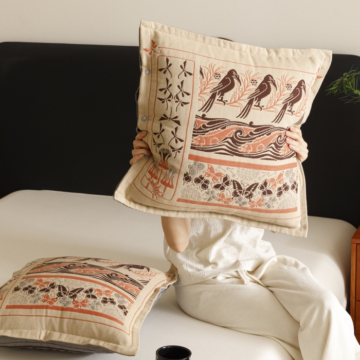 91家纺网 家纺一手货源 找家纺 爱港家纺 2025新款全棉纯棉纱布抱枕 靠枕 可拆洗 腰枕 客厅卧室汽车纯棉方枕套 古朴