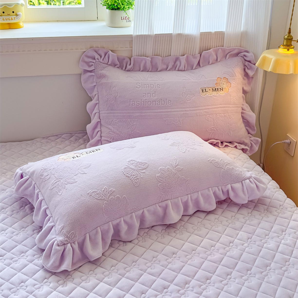 91家纺网 家纺一手货源 找家纺 恒爱家纺 2025新款牛奶绒立体剪花床盖四件套-心魅 心魅-浪漫紫