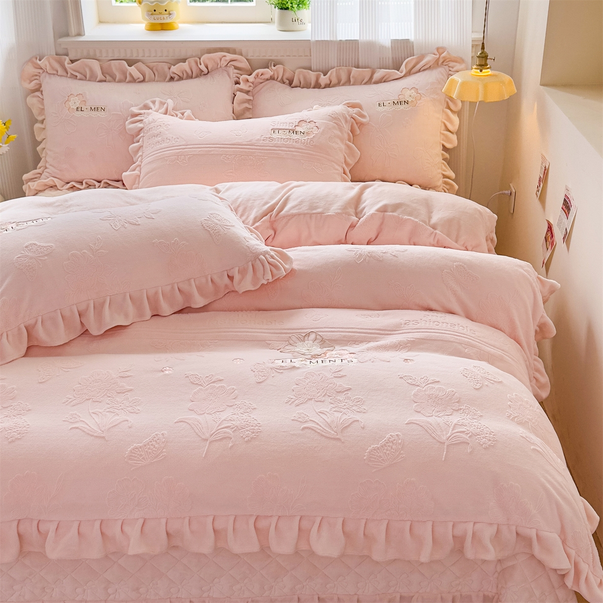 恒爱家纺 2025新款牛奶绒立体剪花床盖四件套-心魅 心魅-美人玉