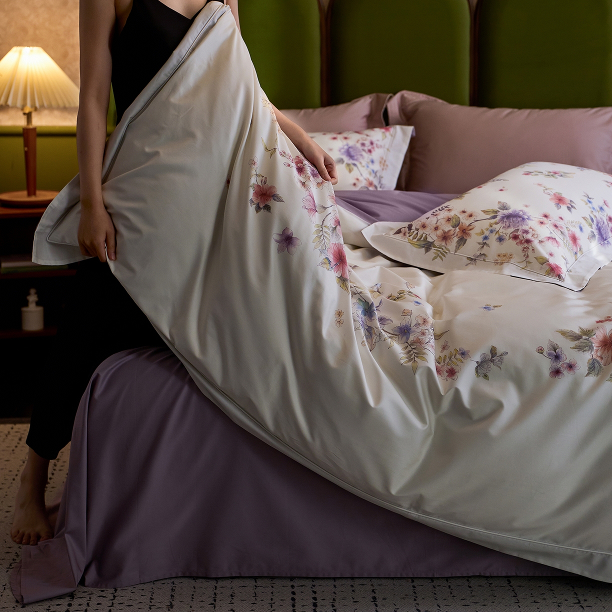 91家纺网 家纺一手货源 找家纺 轩和家居 2025新款70SA类轻奢长绒棉纯棉花四件套正品YKK拉链+精品做工 第一组 繁花