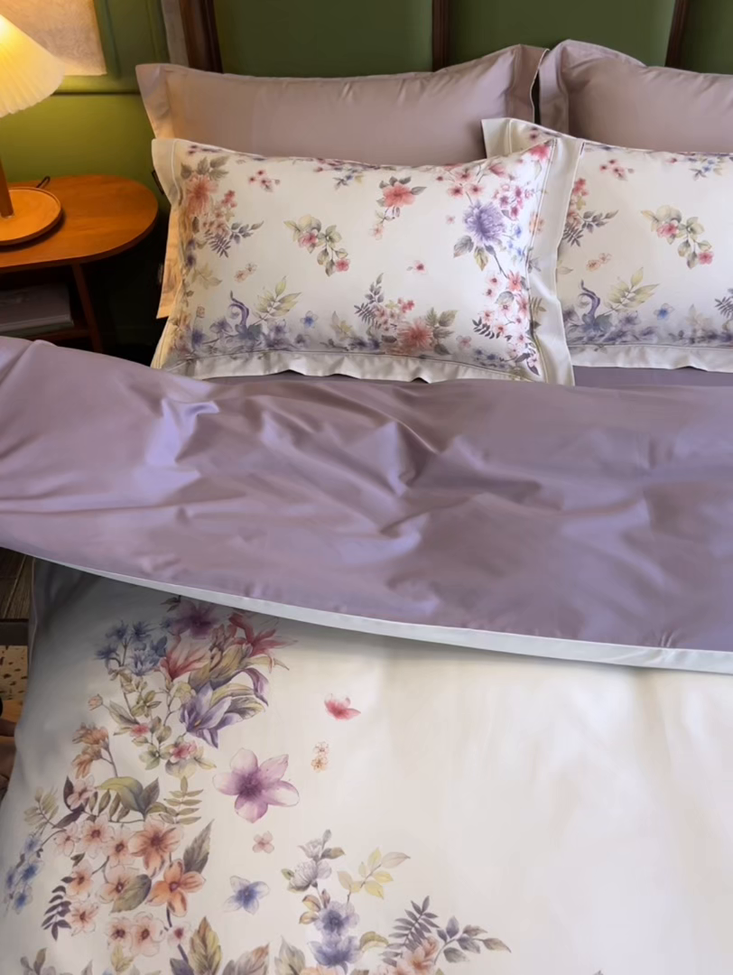 91家纺网 家纺一手货源 找家纺 轩和家居 2025新款70SA类轻奢长绒棉纯棉花四件套正品YKK拉链+精品做工 第一组 繁花