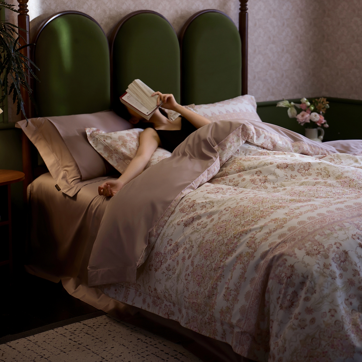 91家纺网 家纺一手货源 找家纺 轩和家居 2025新款70SA类轻奢长绒棉纯棉花四件套正品YKK拉链+精品做工 第一组 花漾梦境