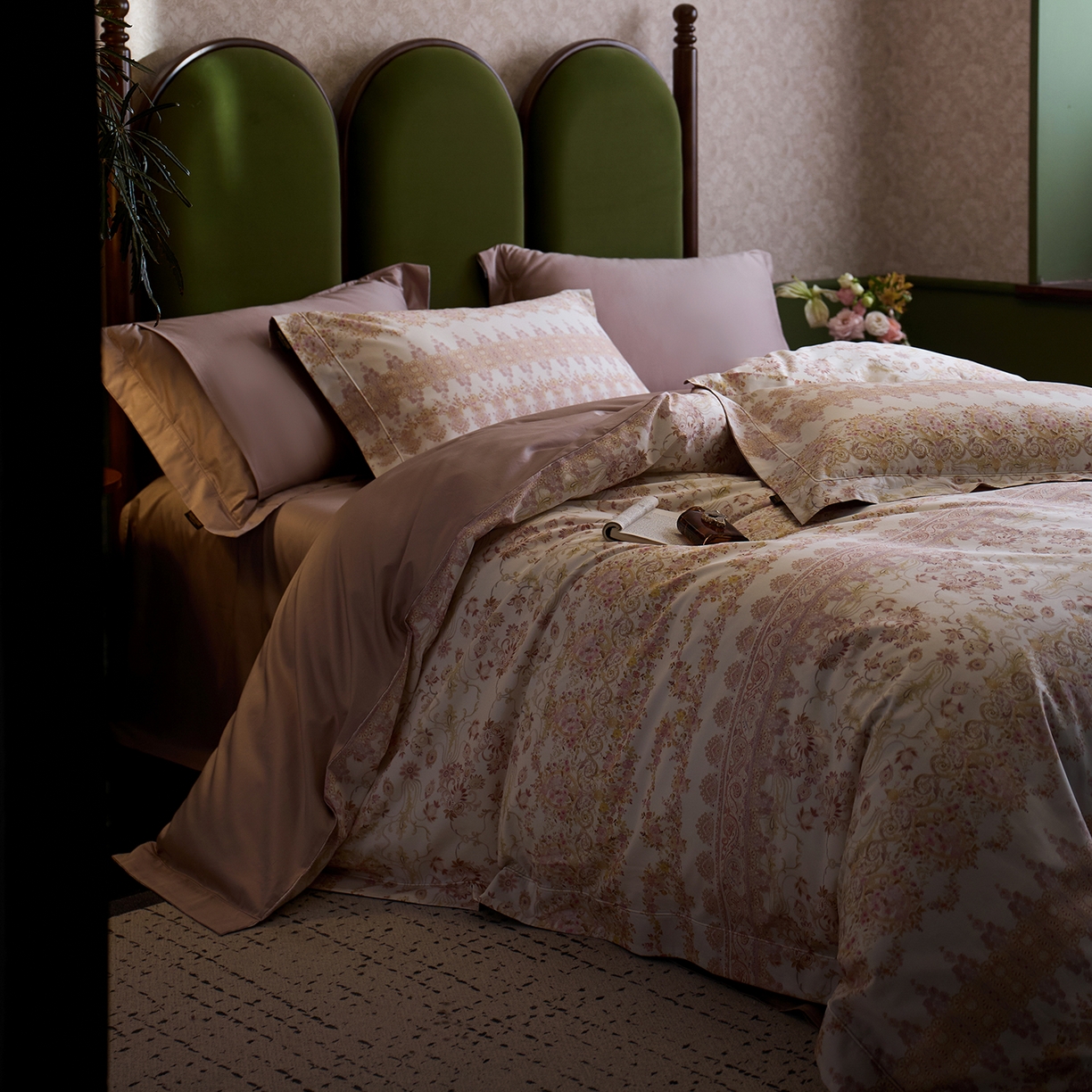 91家纺网 家纺一手货源 找家纺 轩和家居 2025新款70SA类轻奢长绒棉纯棉花四件套正品YKK拉链+精品做工 第一组 花漾梦境