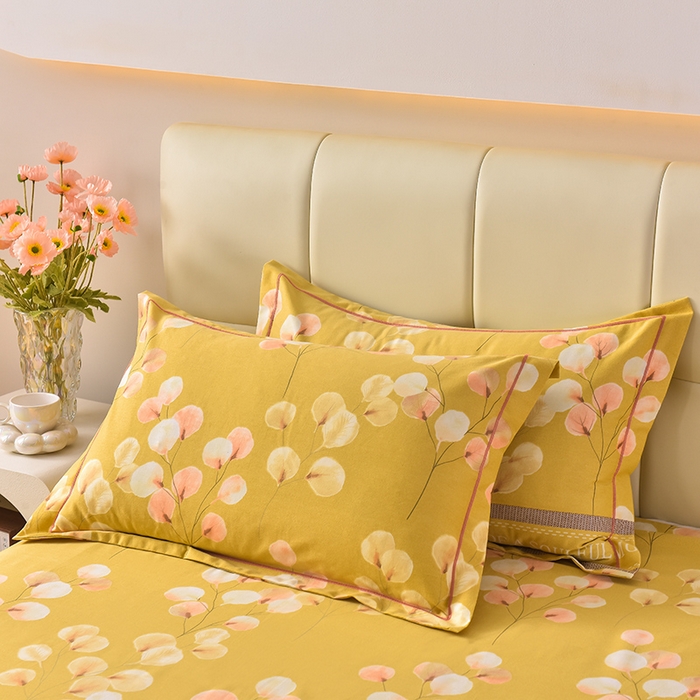 91家纺网 家纺一手货源 找家纺 幸嘉轩 2025新款全棉秋冬加厚保暖喷气磨毛纯棉印花四件套 薇薇安-黄