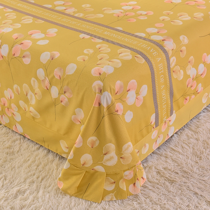 91家纺网 家纺一手货源 找家纺 幸嘉轩 2025新款全棉秋冬加厚保暖喷气磨毛纯棉印花四件套 薇薇安-黄