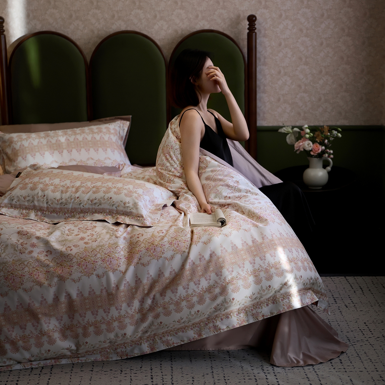 91家纺网 家纺一手货源 找家纺 轩和家居 2025新款70SA类轻奢长绒棉纯棉花四件套正品YKK拉链+精品做工 第一组 花漾梦境