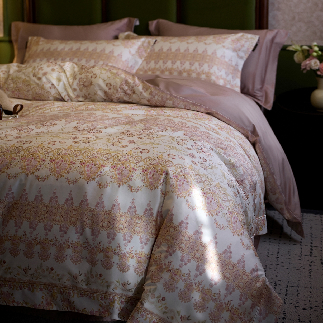 91家纺网 家纺一手货源 找家纺 轩和家居 2025新款70SA类轻奢长绒棉纯棉花四件套正品YKK拉链+精品做工 第一组 花漾梦境