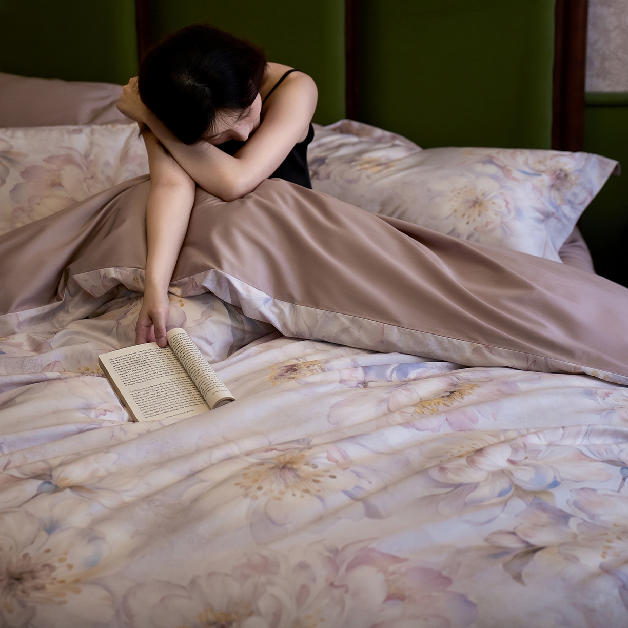 91家纺网 家纺一手货源 找家纺 轩和家居 2025新款70SA类轻奢长绒棉纯棉花四件套正品YKK拉链+精品做工 第一组 花吟