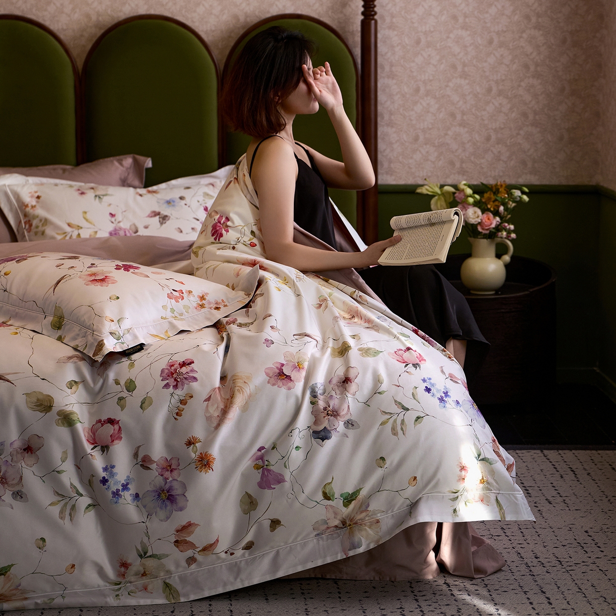 91家纺网 家纺一手货源 找家纺 轩和家居 2025新款70SA类轻奢长绒棉纯棉花四件套正品YKK拉链+精品做工 第一组 满芳庭