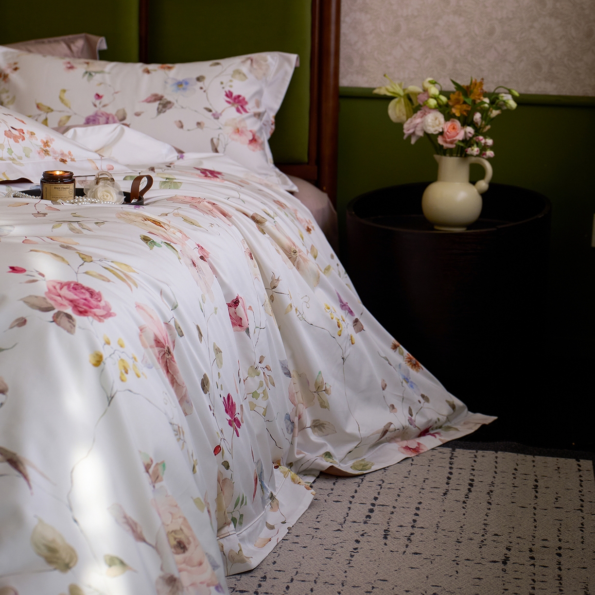 91家纺网 家纺一手货源 找家纺 轩和家居 2025新款70SA类轻奢长绒棉纯棉花四件套正品YKK拉链+精品做工 第一组 满芳庭