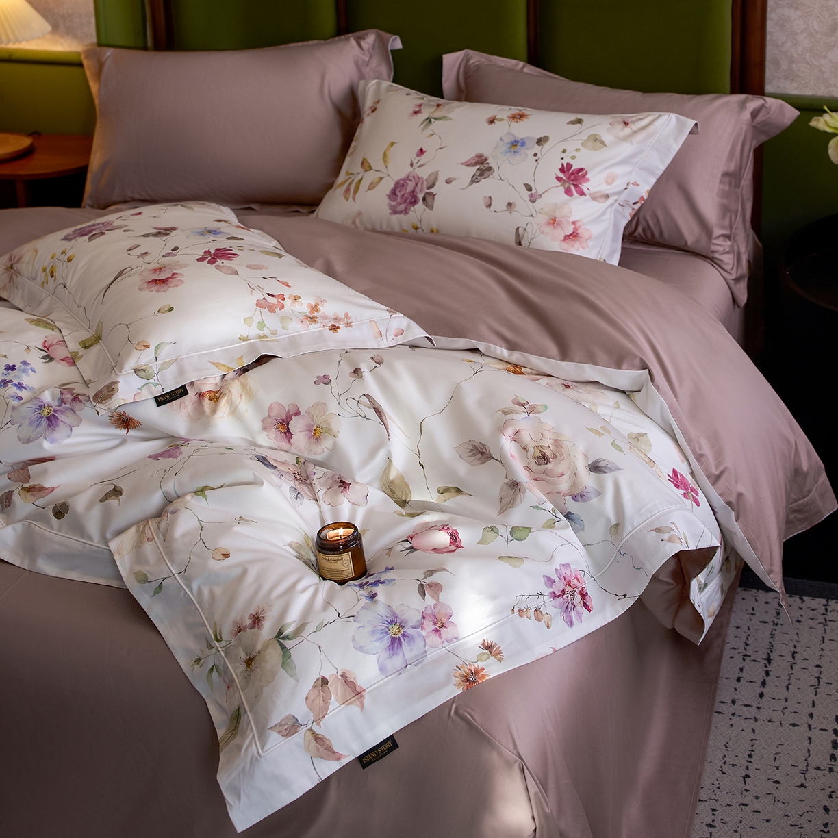 91家纺网 家纺一手货源 找家纺 轩和家居 2025新款70SA类轻奢长绒棉纯棉花四件套正品YKK拉链+精品做工 第一组 满芳庭