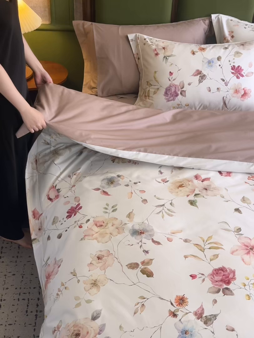 91家纺网 家纺一手货源 找家纺 轩和家居 2025新款70SA类轻奢长绒棉纯棉花四件套正品YKK拉链+精品做工 第一组 满芳庭