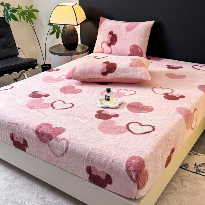 91家纺网 家纺一手货源 找家纺 爱多多家居 2025新款印花兔毛绒高克重单床笠床笠单件 床笠-米妮