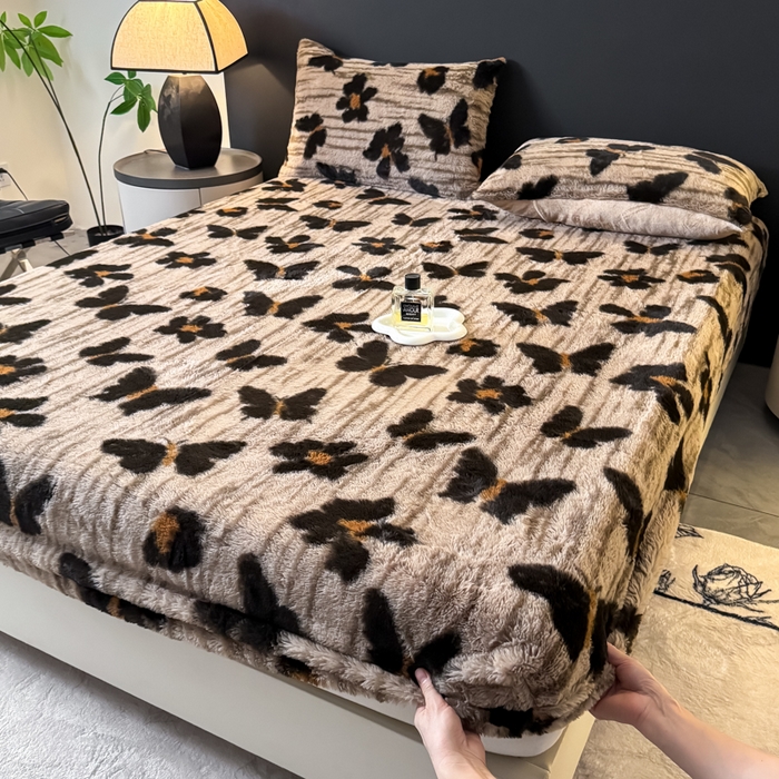 爱多多家居 2025新款印花兔毛绒高克重单床笠床笠单件 床笠-绽放