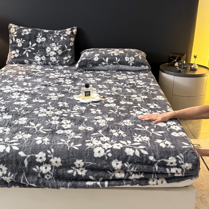 91家纺网 家纺一手货源 找家纺 爱多多家居 2025新款印花兔毛绒高克重单床笠床笠单件 床笠-莫奈花园