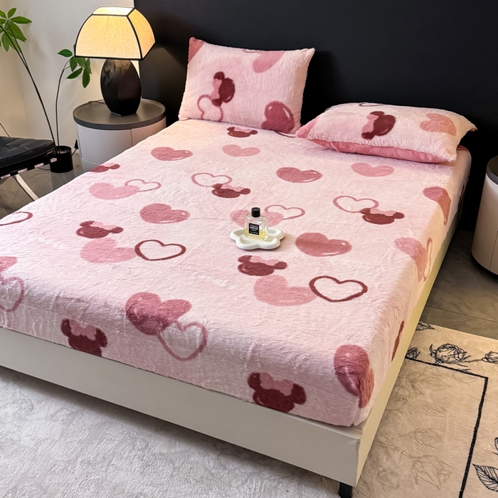 91家纺网 家纺一手货源 找家纺 爱多多家居 2025新款印花兔毛绒高克重单床笠床笠单件 床笠-米妮