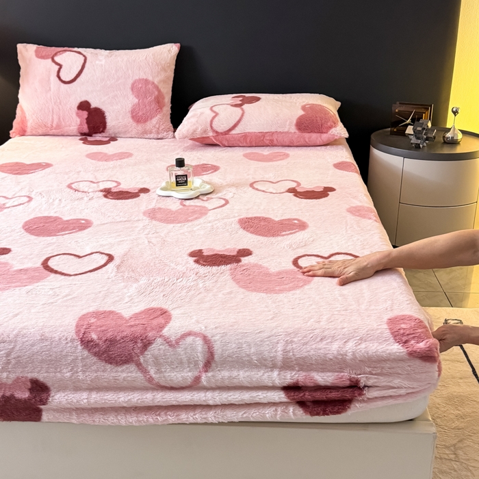 91家纺网 家纺一手货源 找家纺 爱多多家居 2025新款印花兔毛绒高克重单床笠床笠单件 床笠-米妮