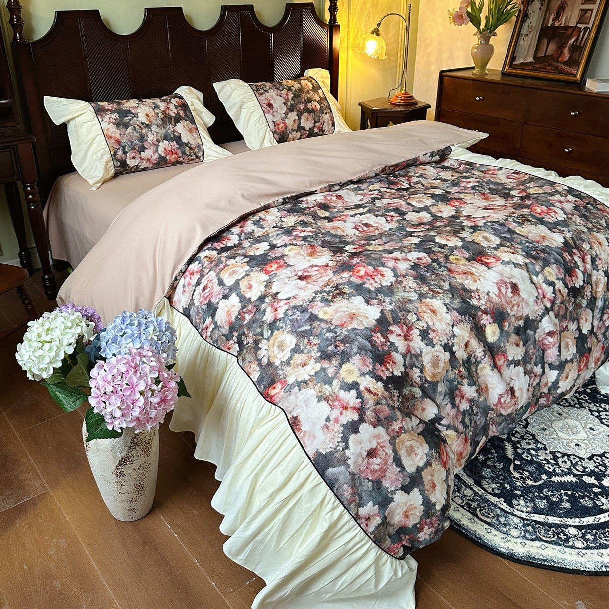 91家纺网 家纺一手货源 找家纺 （总）曼布缇 2025新款100s法式加厚全棉纯棉磨毛四件套-馥郁