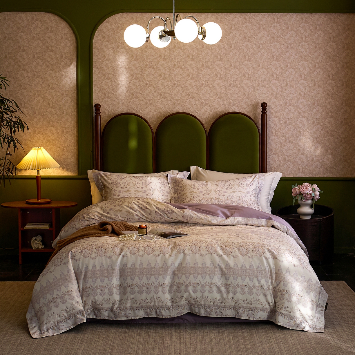 轩和家居 2025新款70SA类轻奢长绒棉纯棉花四件套正品YKK拉链+精品做工 第一组 西曼花诗