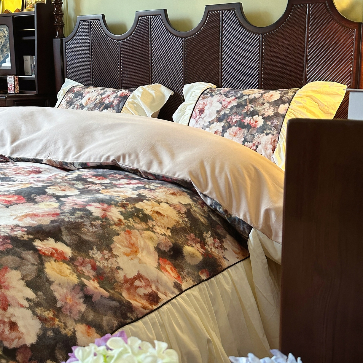 91家纺网 家纺一手货源 找家纺 （总）曼布缇 2025新款100s法式加厚全棉纯棉磨毛四件套-馥郁