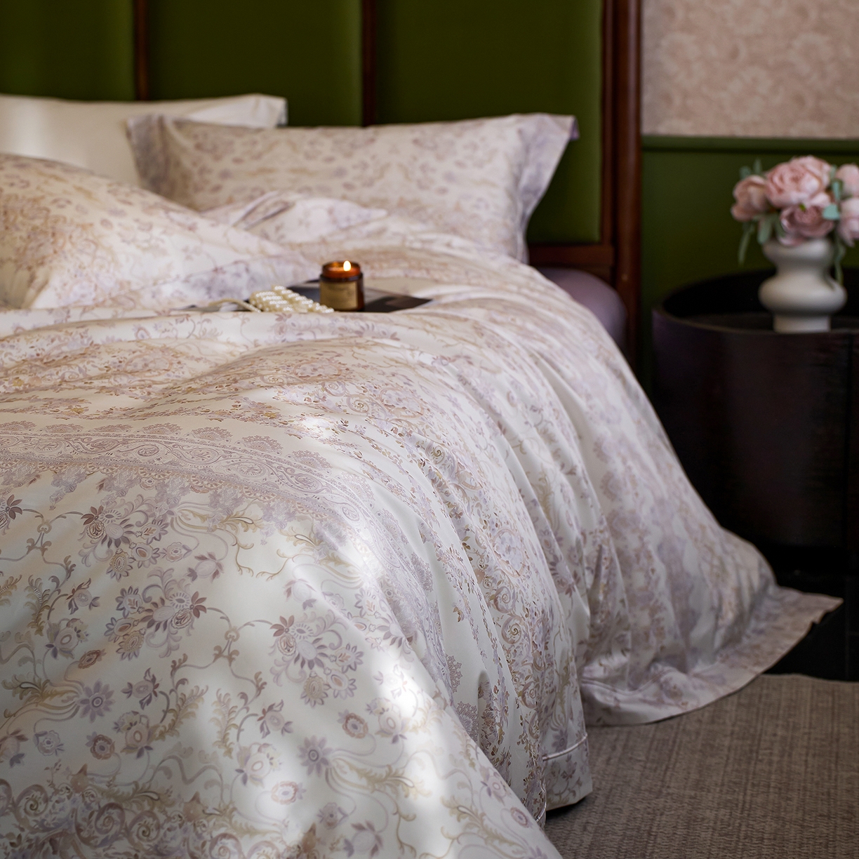 91家纺网 家纺一手货源 找家纺 轩和家居 2025新款70SA类轻奢长绒棉纯棉花四件套正品YKK拉链+精品做工 第一组 西曼花诗