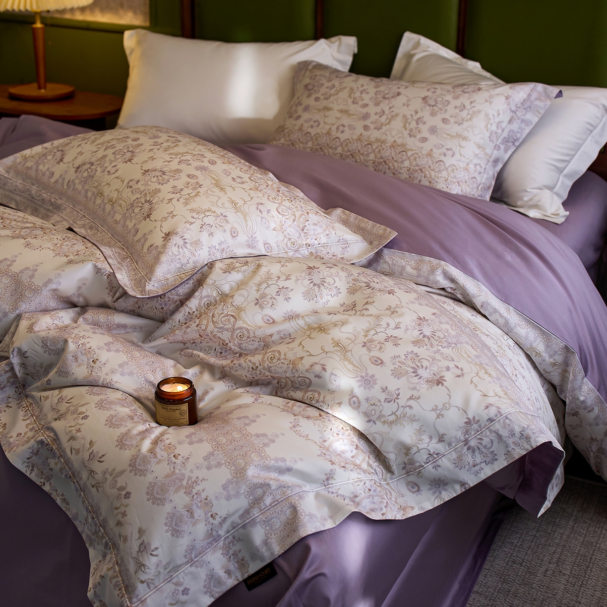 91家纺网 家纺一手货源 找家纺 轩和家居 2025新款70SA类轻奢长绒棉纯棉花四件套正品YKK拉链+精品做工 第一组 西曼花诗