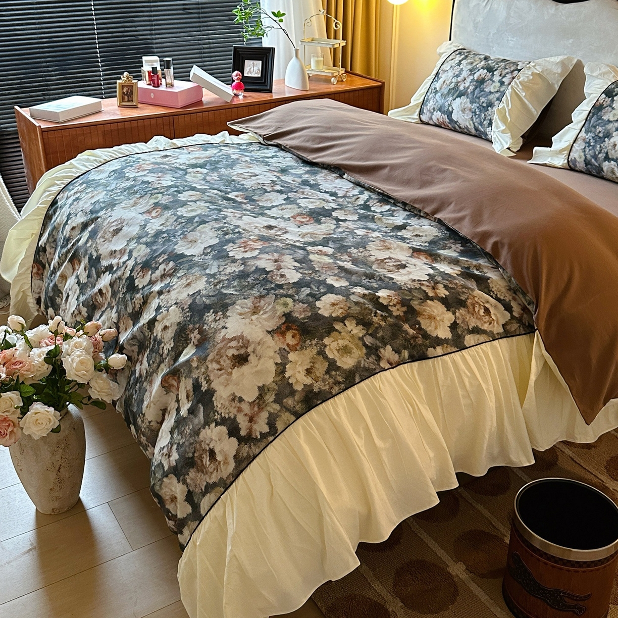 91家纺网 家纺一手货源 找家纺 （总）曼布缇 2025新款100s法式加厚全棉纯棉磨毛四件套-馥郁