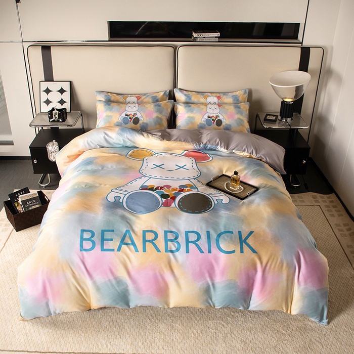 91家纺网 家纺一手货源 找家纺 摩卡（乐趣） 2025新款现代简约四季棉四季款四件套 七彩熊