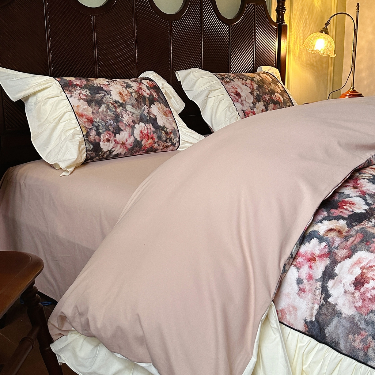 91家纺网 家纺一手货源 找家纺 曼布缇 2025新款100s法式加厚全棉纯棉磨毛四件套-馥郁 馥郁-红茶