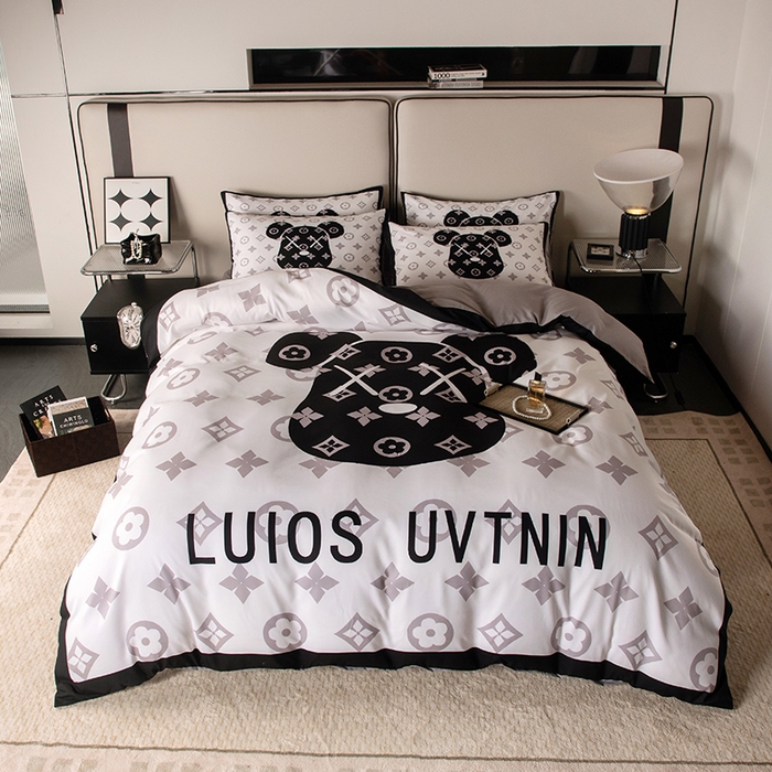 91家纺网 家纺一手货源 找家纺 摩卡（乐趣） 2025新款现代简约四季棉四季款四件套 熊头白