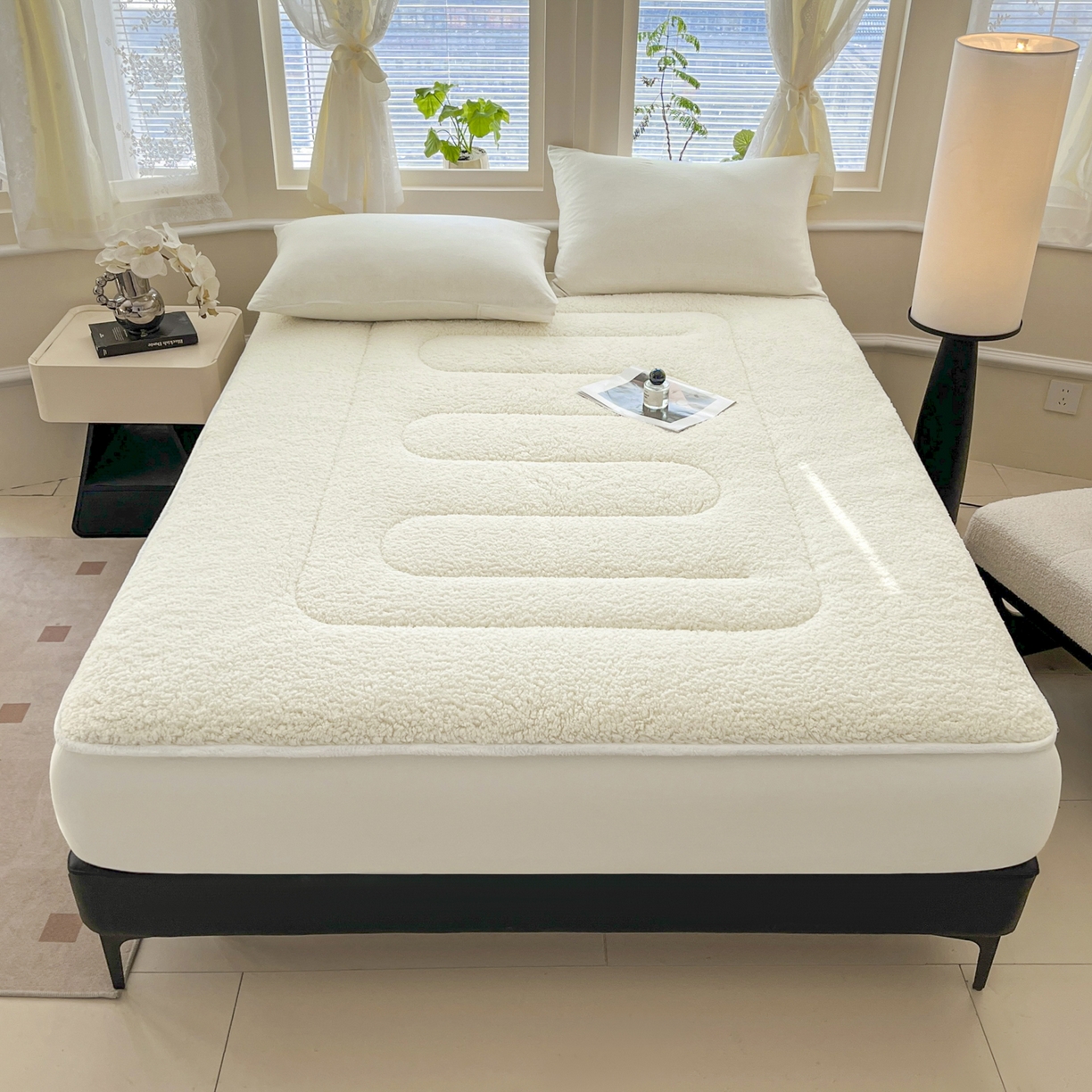 91家纺网 家纺一手货源 找家纺 （总）悠米悠家 2025新款A类羊羔绒夹棉大豆床笠床垫