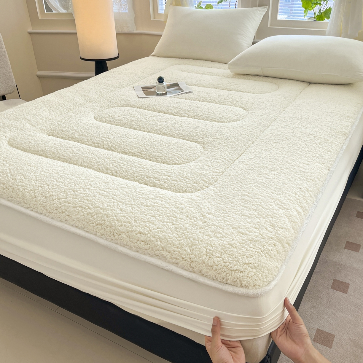 91家纺网 家纺一手货源 找家纺 （总）悠米悠家 2025新款A类羊羔绒夹棉大豆床笠床垫