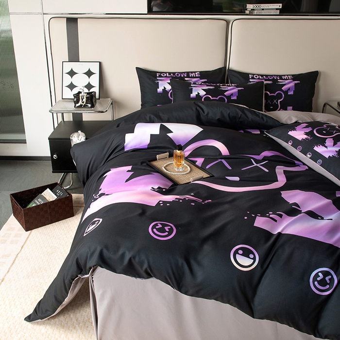 91家纺网 家纺一手货源 找家纺 摩卡（乐趣） 2025新款现代简约四季棉四季款四件套 电击熊