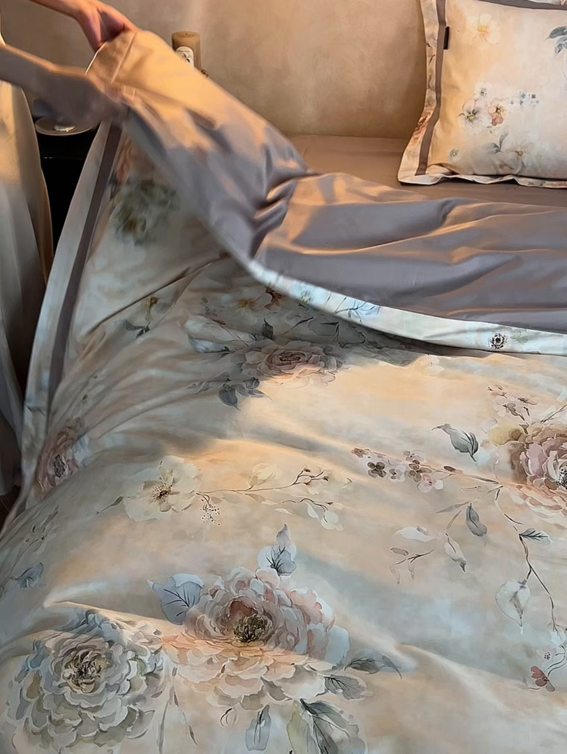 91家纺网 家纺一手货源 找家纺 轩和家居 2025新款70SA类轻奢长绒棉纯棉花四件套正品YKK拉链+精品做工 第一组 花织