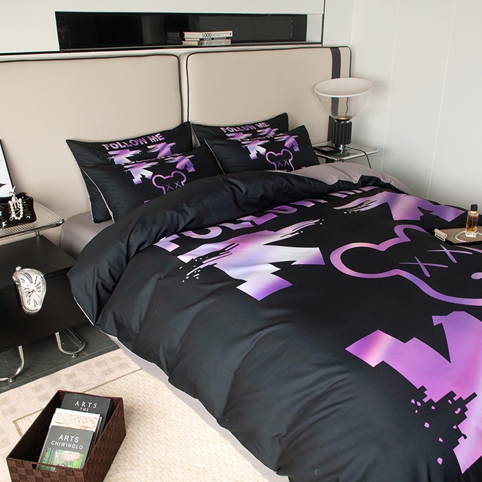 91家纺网 家纺一手货源 找家纺 摩卡（乐趣） 2025新款现代简约四季棉四季款四件套 电击熊