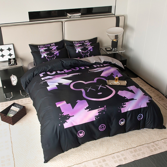 91家纺网 家纺一手货源 找家纺 摩卡（乐趣） 2025新款现代简约四季棉四季款四件套 电击熊