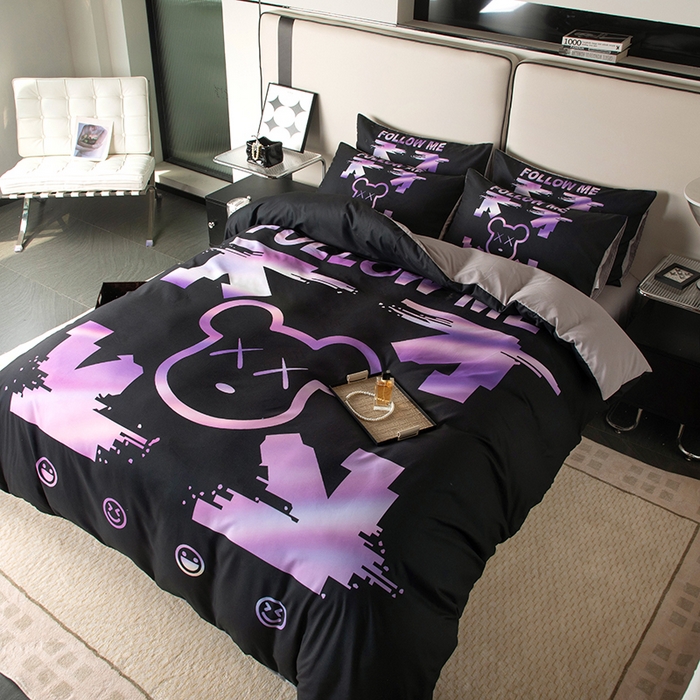 91家纺网 家纺一手货源 找家纺 摩卡（乐趣） 2025新款现代简约四季棉四季款四件套 电击熊