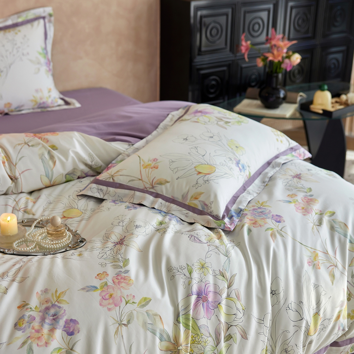 91家纺网 家纺一手货源 找家纺 轩和家居 2025新款70SA类轻奢长绒棉纯棉花四件套正品YKK拉链+精品做工 第一组 兰萱