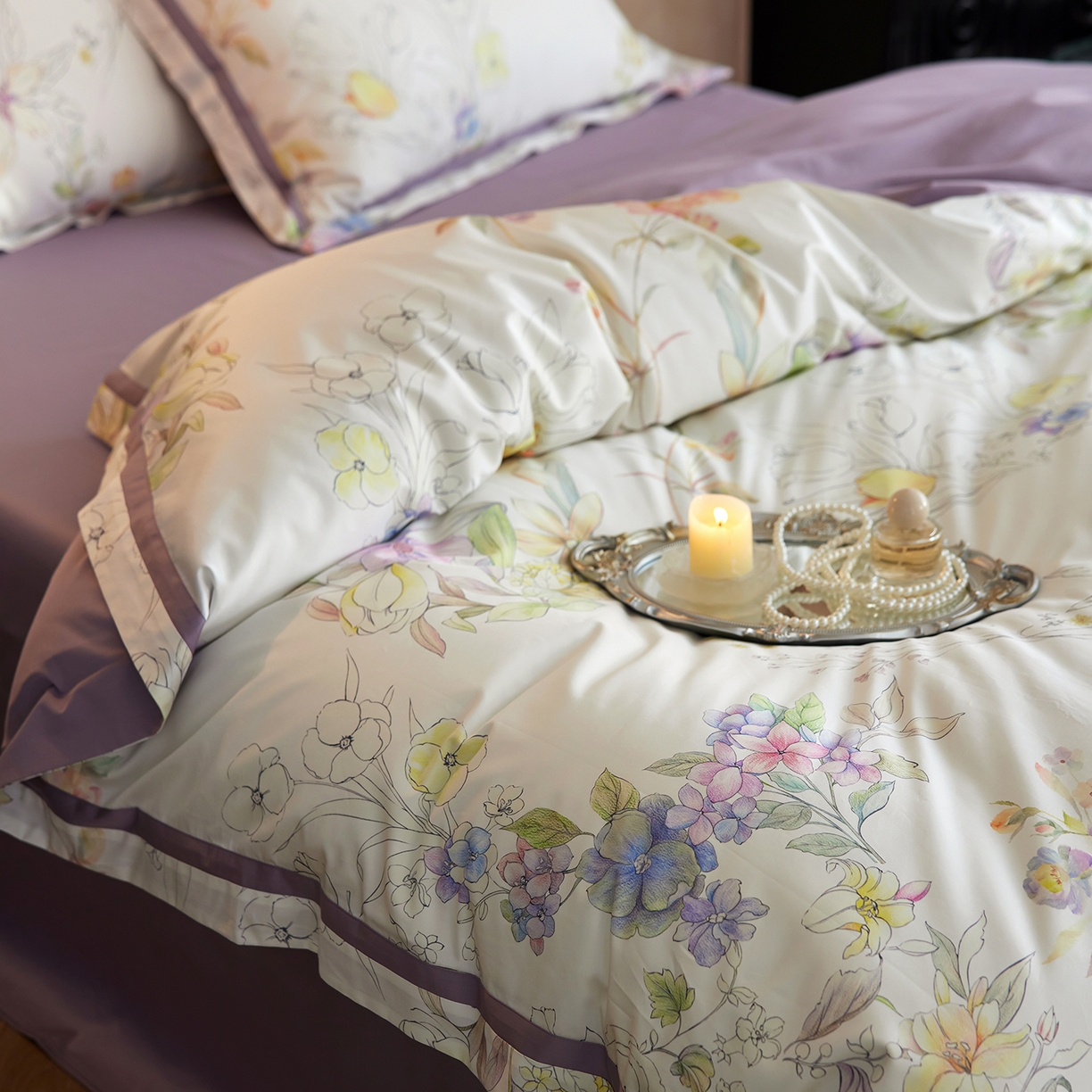 91家纺网 家纺一手货源 找家纺 轩和家居 2025新款70SA类轻奢长绒棉纯棉花四件套正品YKK拉链+精品做工 第一组 兰萱