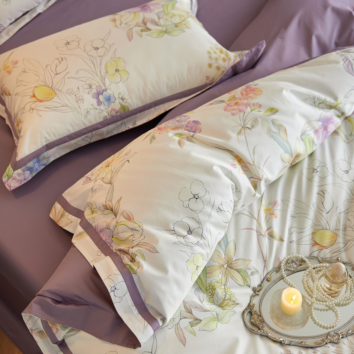 91家纺网 家纺一手货源 找家纺 轩和家居 2025新款70SA类轻奢长绒棉纯棉花四件套正品YKK拉链+精品做工 第一组 兰萱