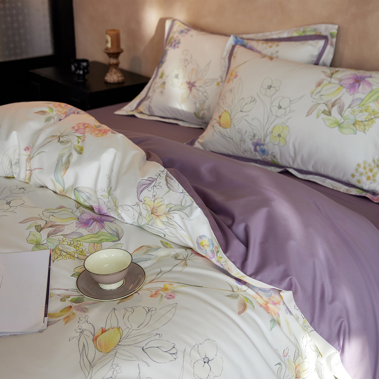 91家纺网 家纺一手货源 找家纺 轩和家居 2025新款70SA类轻奢长绒棉纯棉花四件套正品YKK拉链+精品做工 第一组 兰萱