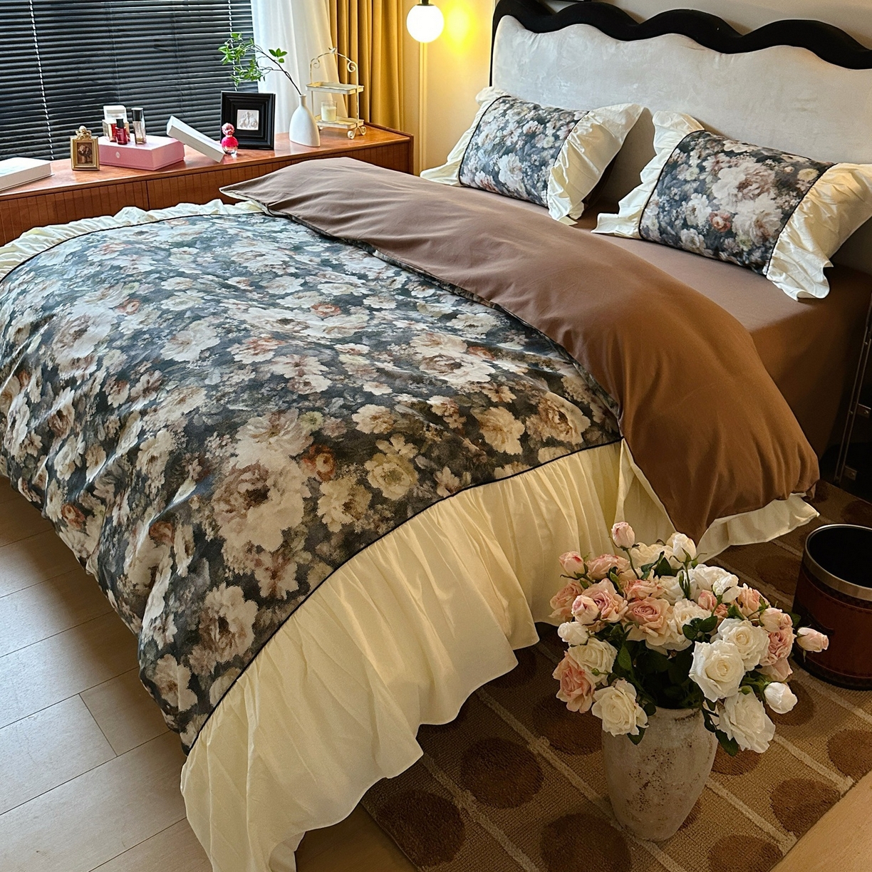 91家纺网 家纺一手货源 找家纺 曼布缇 2025新款100s法式加厚全棉纯棉磨毛四件套-馥郁 馥郁-绿咖