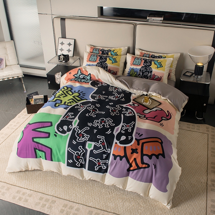 91家纺网 家纺一手货源 找家纺 摩卡（乐趣） 2025新款现代简约四季棉四季款四件套 多巴胺